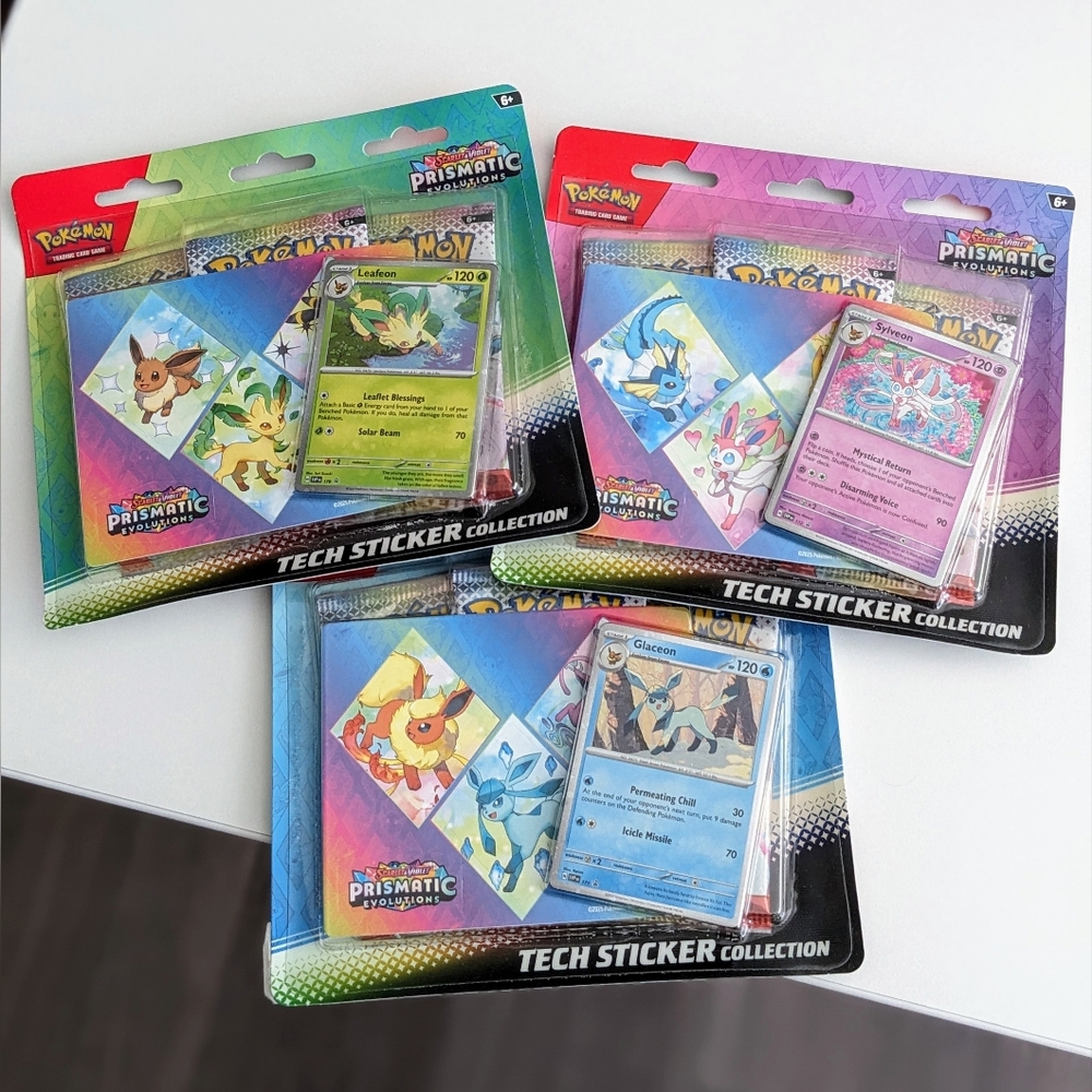 💎 Prismatic Evolutions 💎 Tech Sticker Collection Full Set of 3 - Pokemon Cards